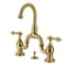 Kingston Brass Bridge Bathroom Faucet with Brass PopUp, Brushed Brass KS7997AL - alternate 1